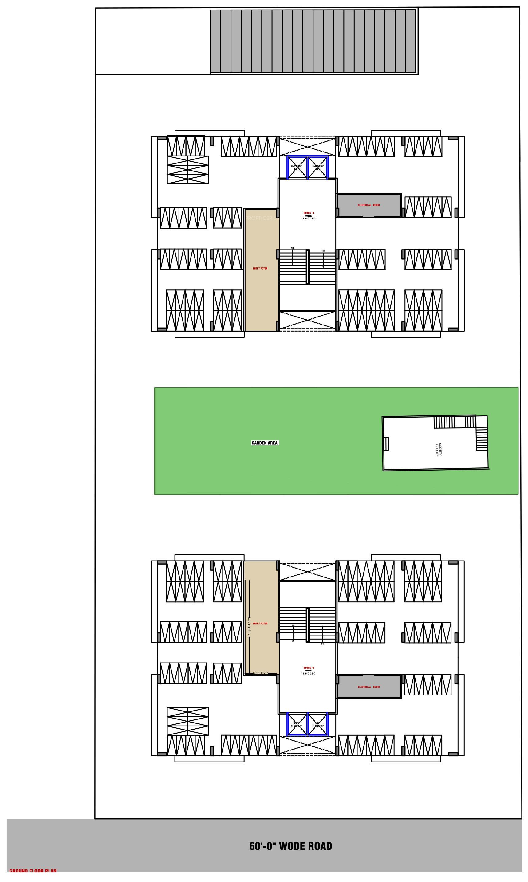 keshav-skyline A, B Cluster Plan For Ground Floor