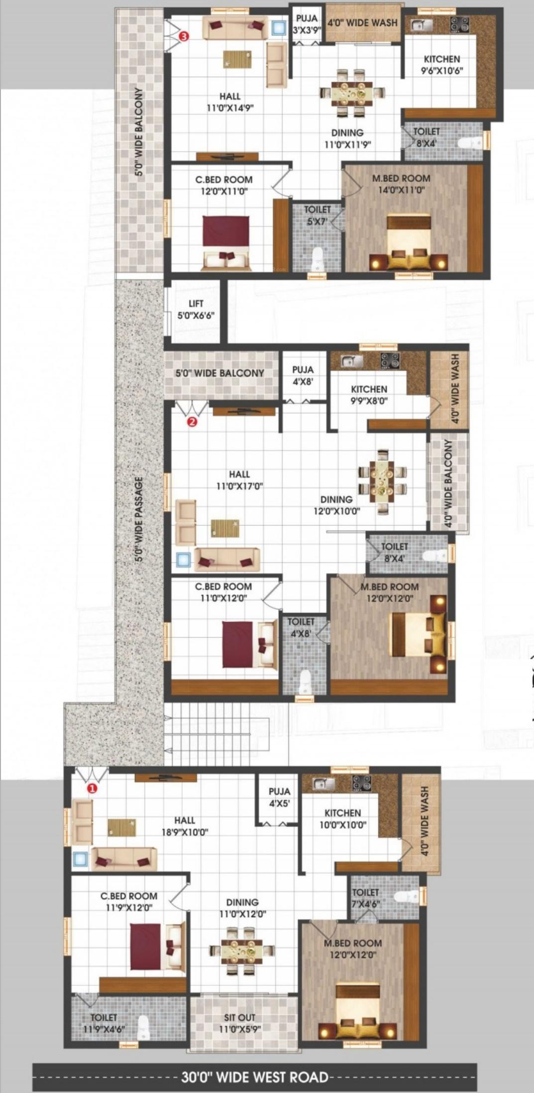 dnr-elegance DNR Elegance Cluster Plan from 1st to 5th Floor