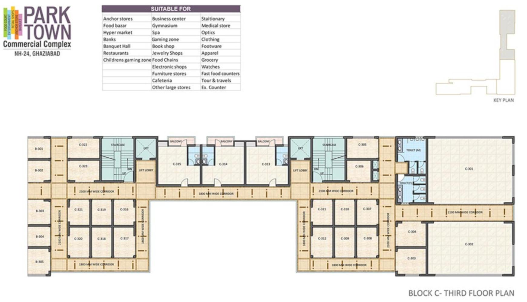 town-commercial-complex-phase-3-block-c Block C Cluster Plan For 3rd Floor