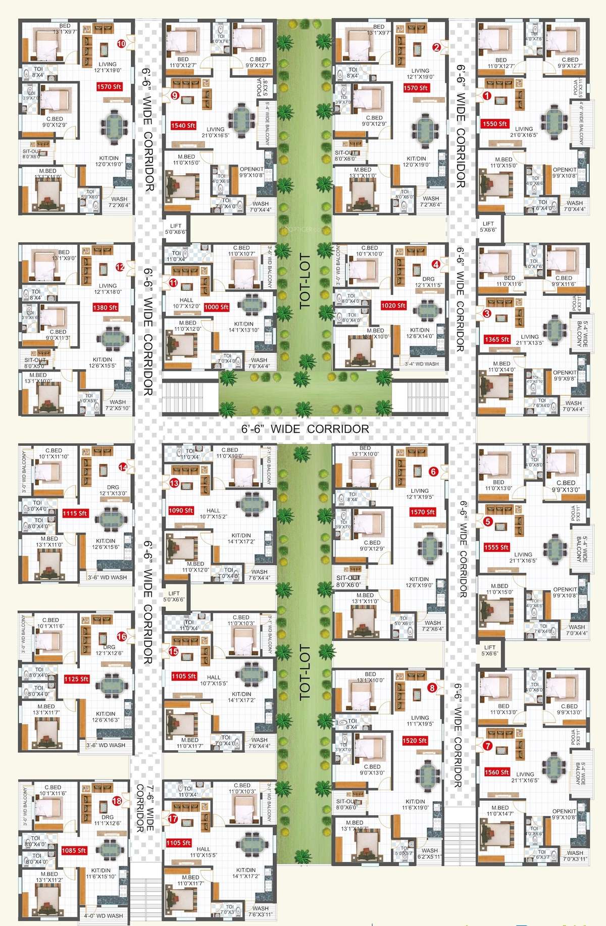 matsyagiri-homes Matsyagiri Homes Cluster Plan from 1st to 5th Floor