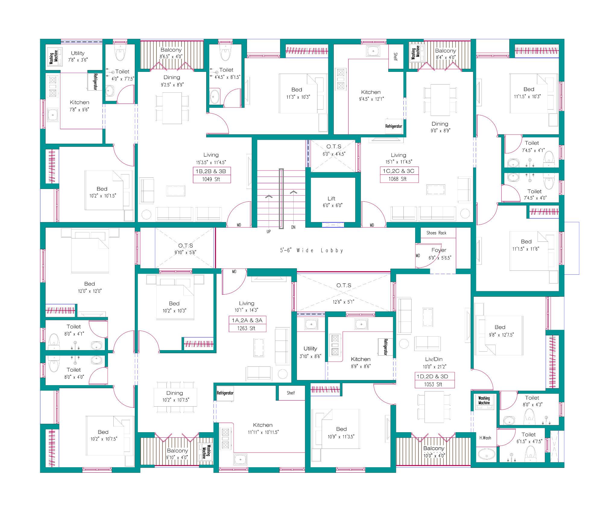 windsor-castle-phase-1 Windsor Castle Phase 1 Cluster Plan from 1st to 3rd Floor