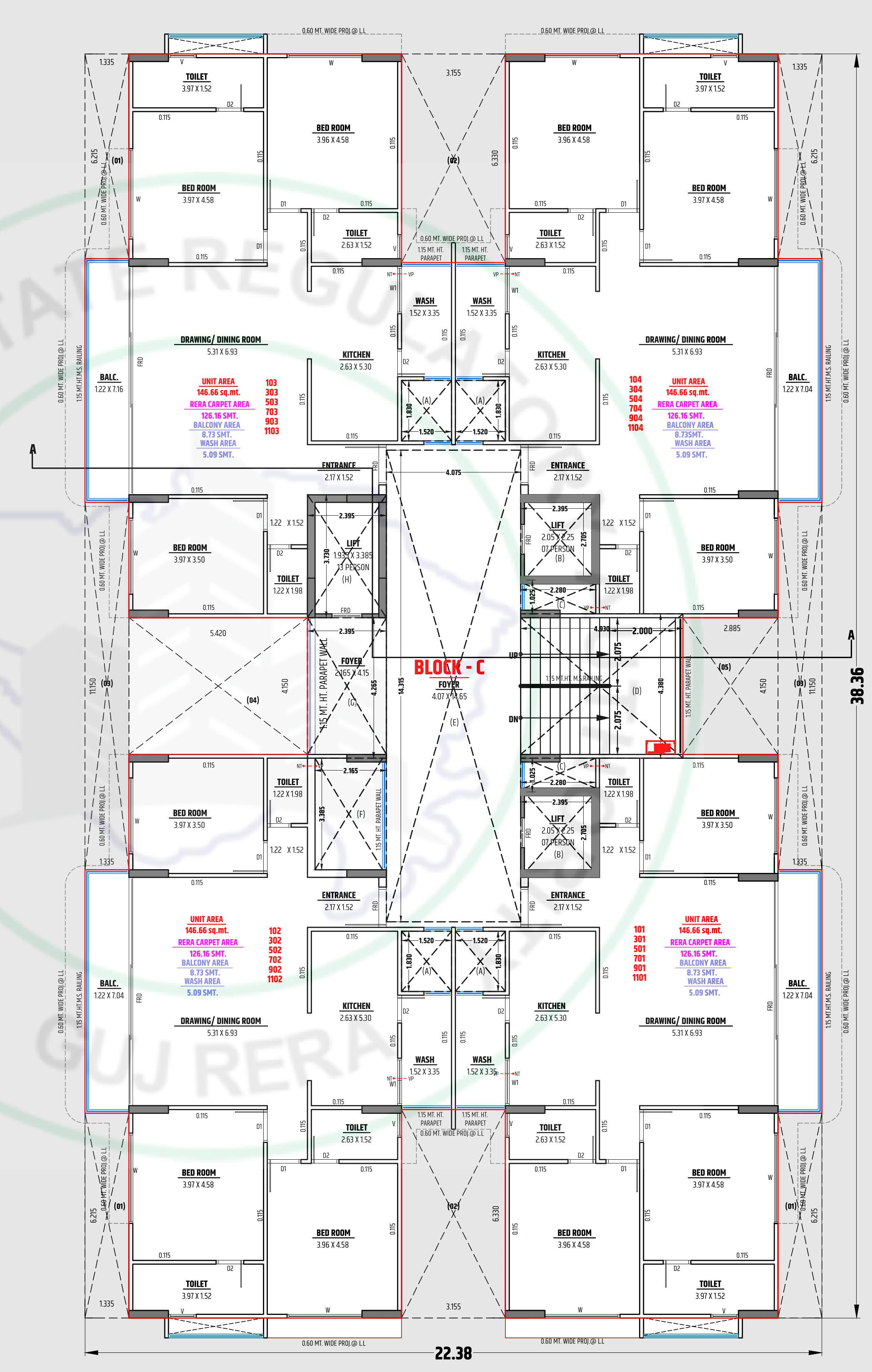 osis Block C Cluster Plan From 1st,3rd,5th,7th,9th To 11th Floor