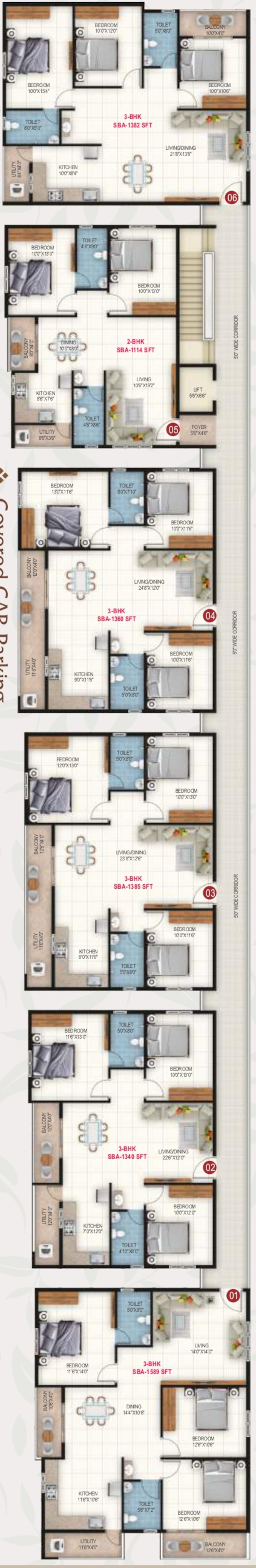 orchids RS Orchids Cluster Plan from 1st to 5th Floor
