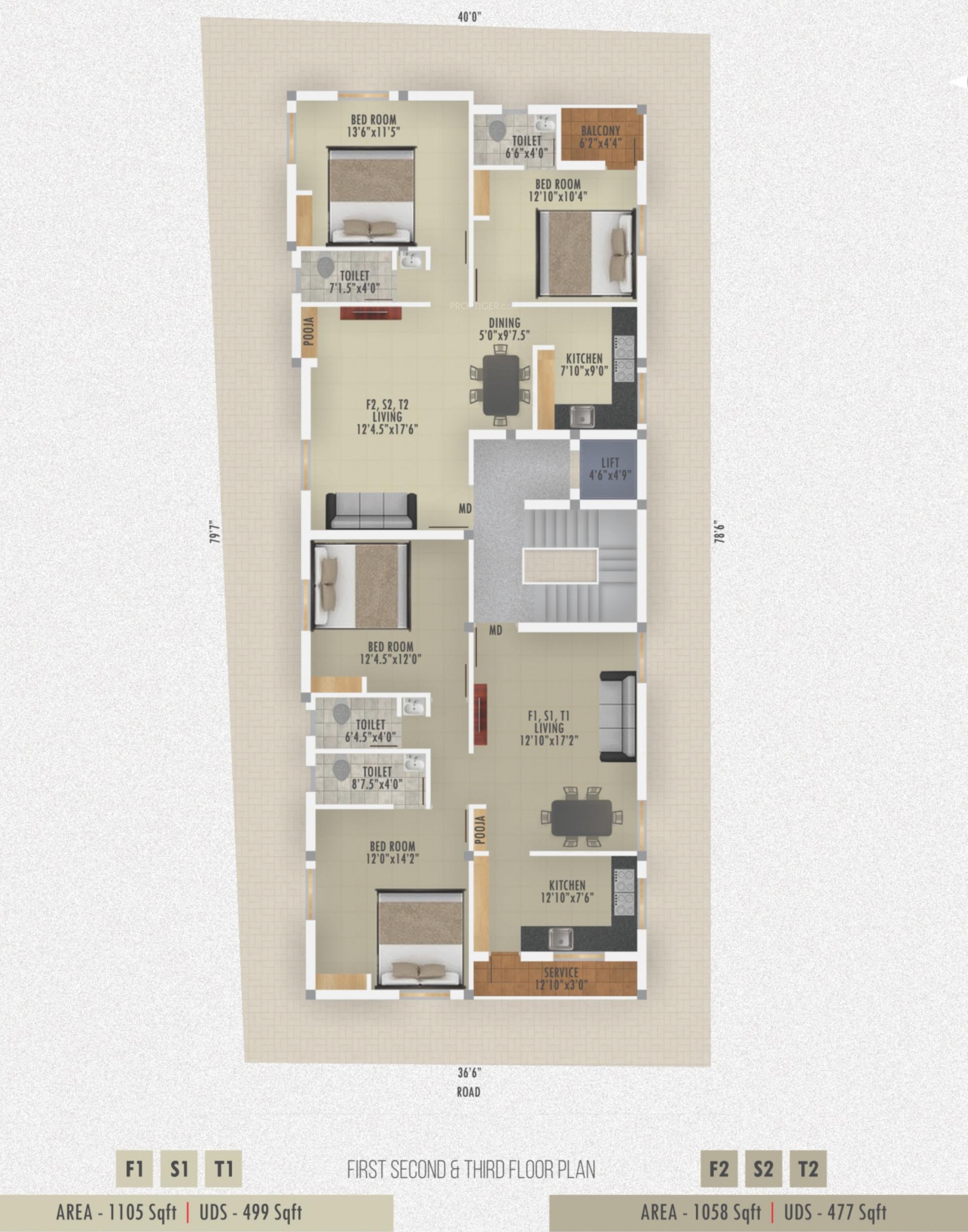tulip-apartments Tulip Apartments Typical Cluster Plan