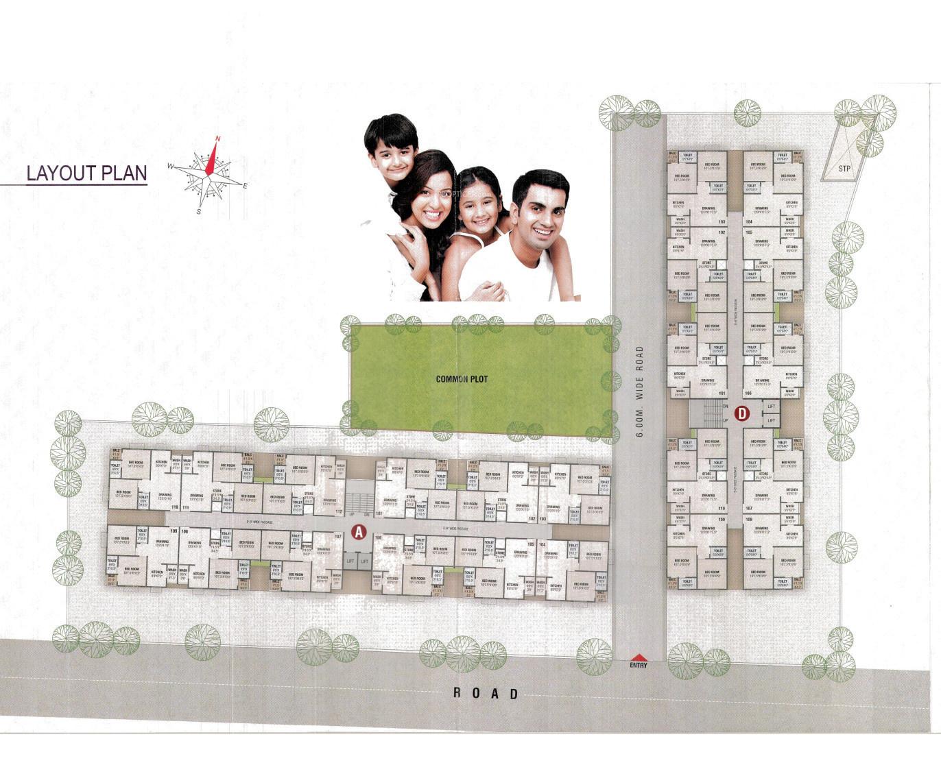 rangoli-residency Block A & D Typical Cluster Plan