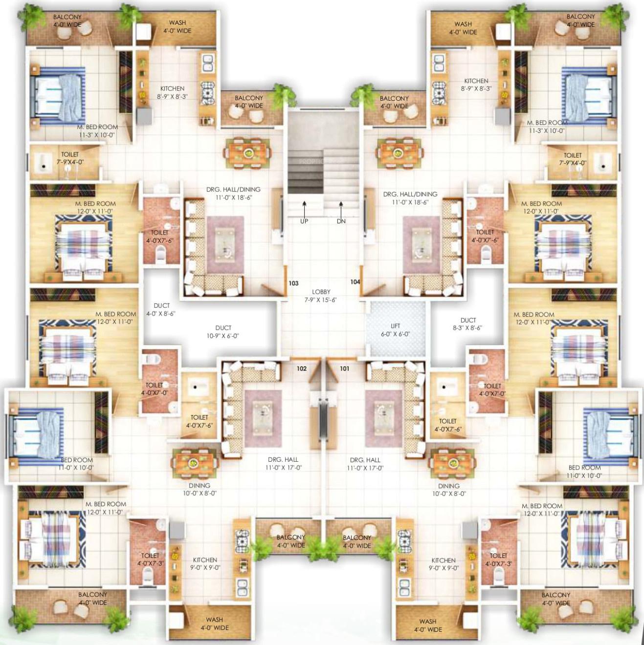 rajat-plaza Rajat Plaza Cluster Plan For Typical Floor Plan