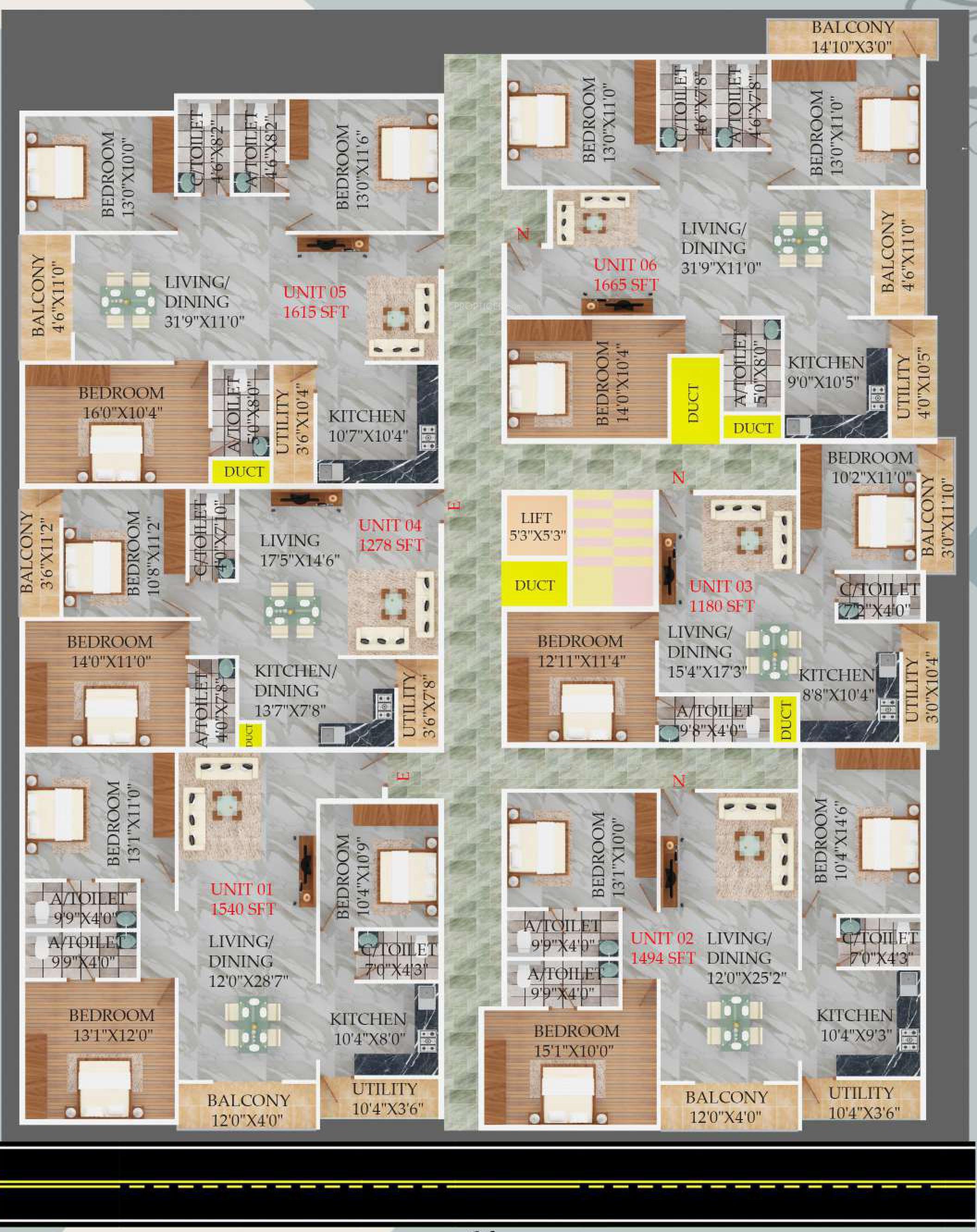sri-timarayaswamy-nilaya Sri Timarayaswamy Nilaya Cluster Plan For Typical Floor Plan