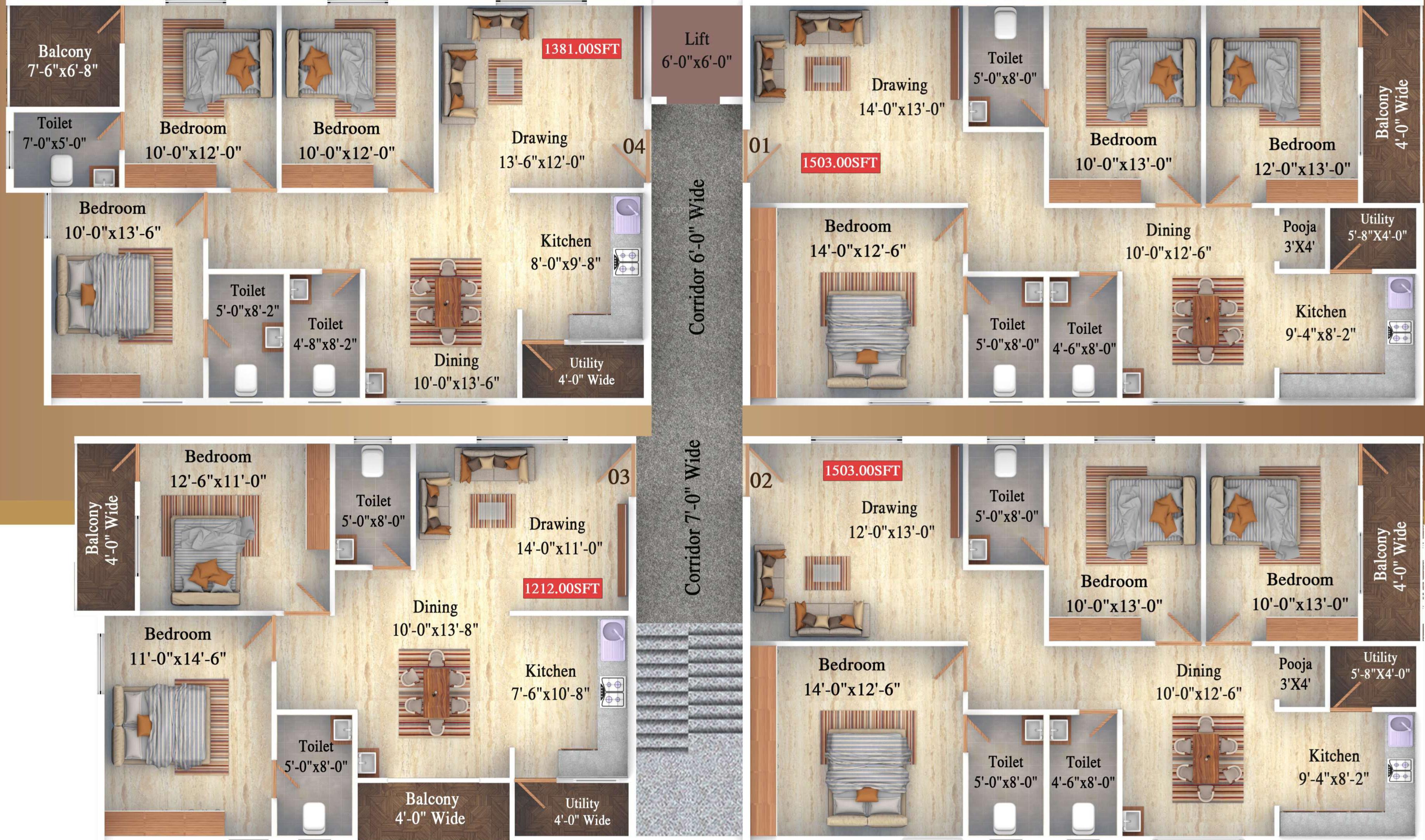 sri-sai-bharath-enclave Sri Sai Bharath Enclave Cluster Plan For Typical Floor Plan