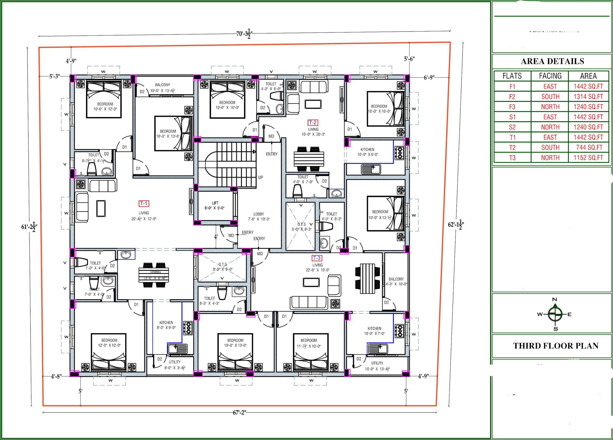 homes-flat Homes Flat Cluster Plan for 3rd Floor
