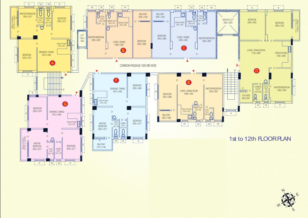 tapoban-city-block-4 Tapoban City Block 4 Cluster Plan from 1st to 12th Floor