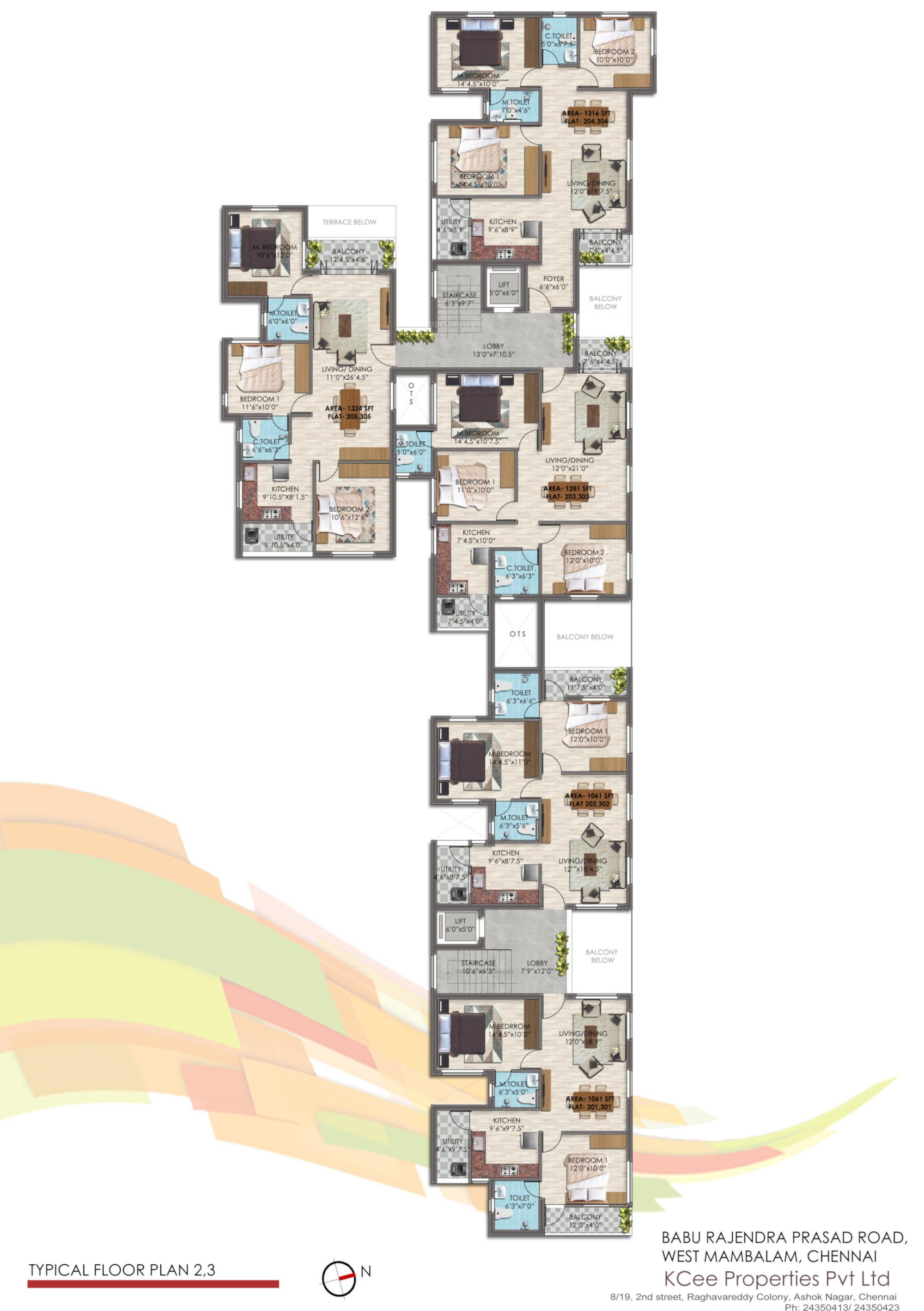 kcee-niveditham Block A Cluster Plan from 2nd to 3rd Floor