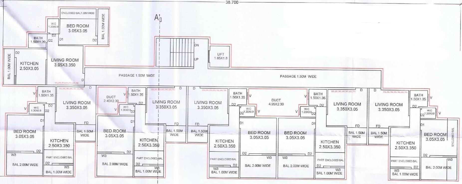 sai-residency-apartments A 1 Flat Building Cluster Plan from 1st to 7th Floor