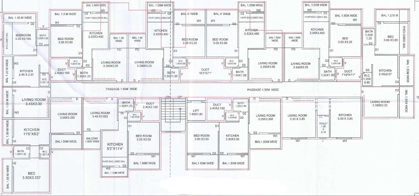 sai-residency-apartments A 2 Flat Building Cluster Plan from 1st to 7th Floor