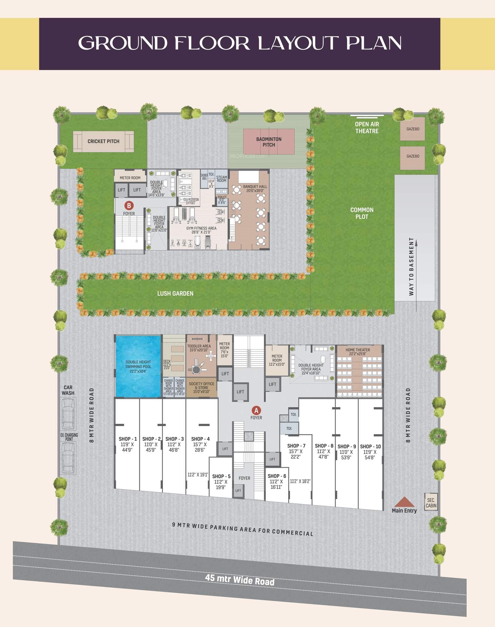 group-new-luxurious-project Tower A & B Cluster Plan for ground Floor