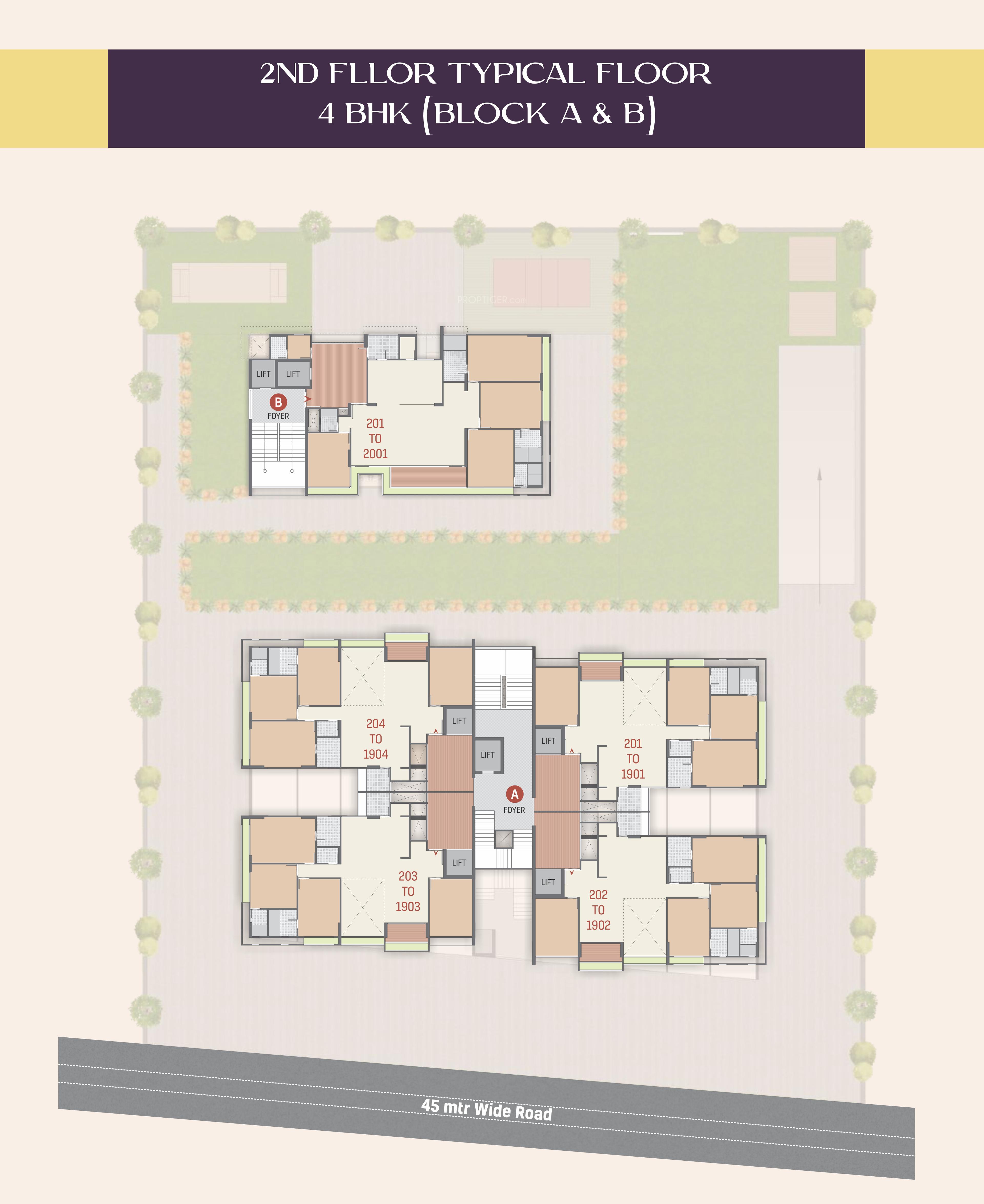group-new-luxurious-project Tower A & B Cluster Plan from 2nd to 19th Floor