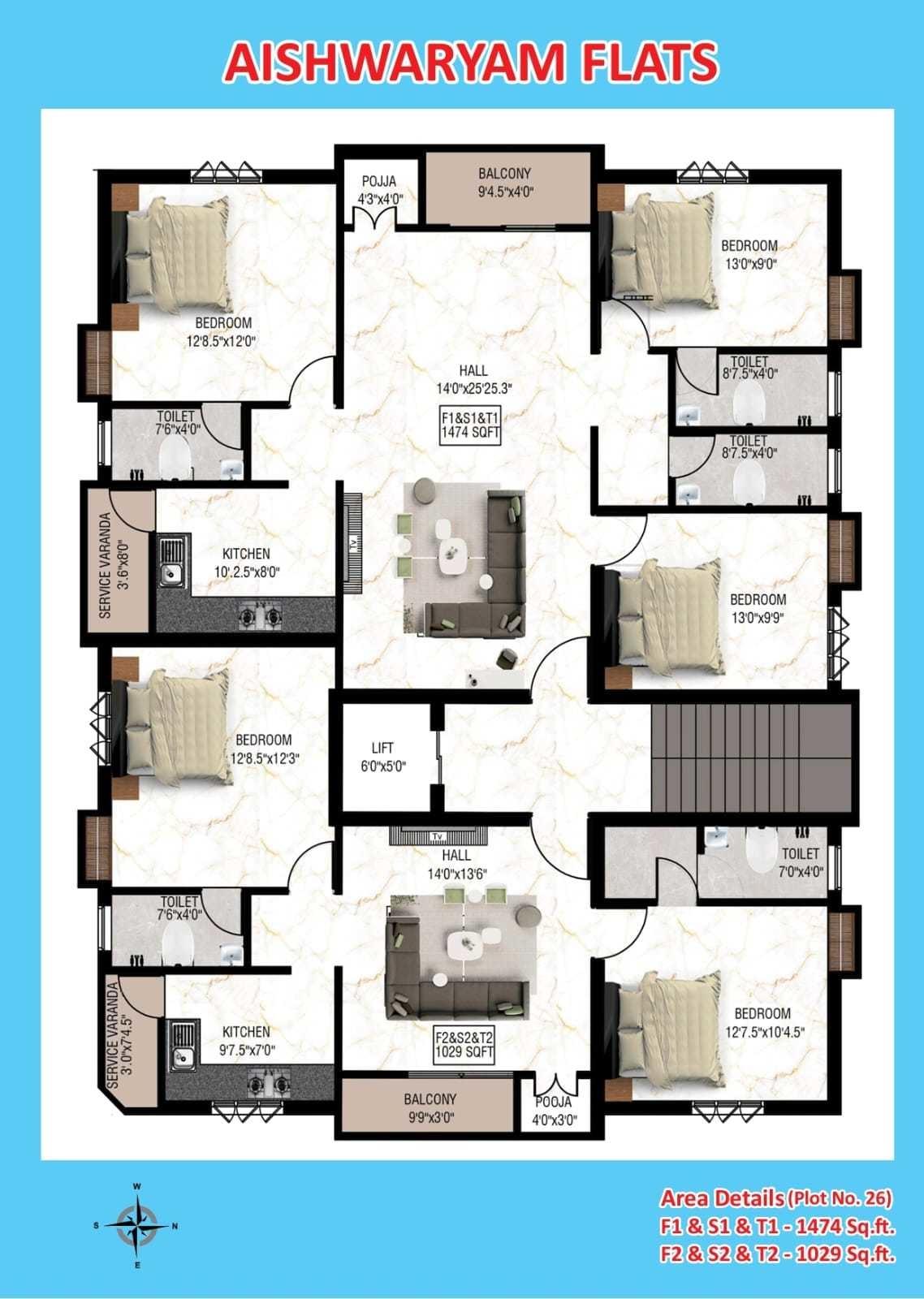 subiksham-flats Subiksham Flats Cluster Plan from 1st to 3rd Floor