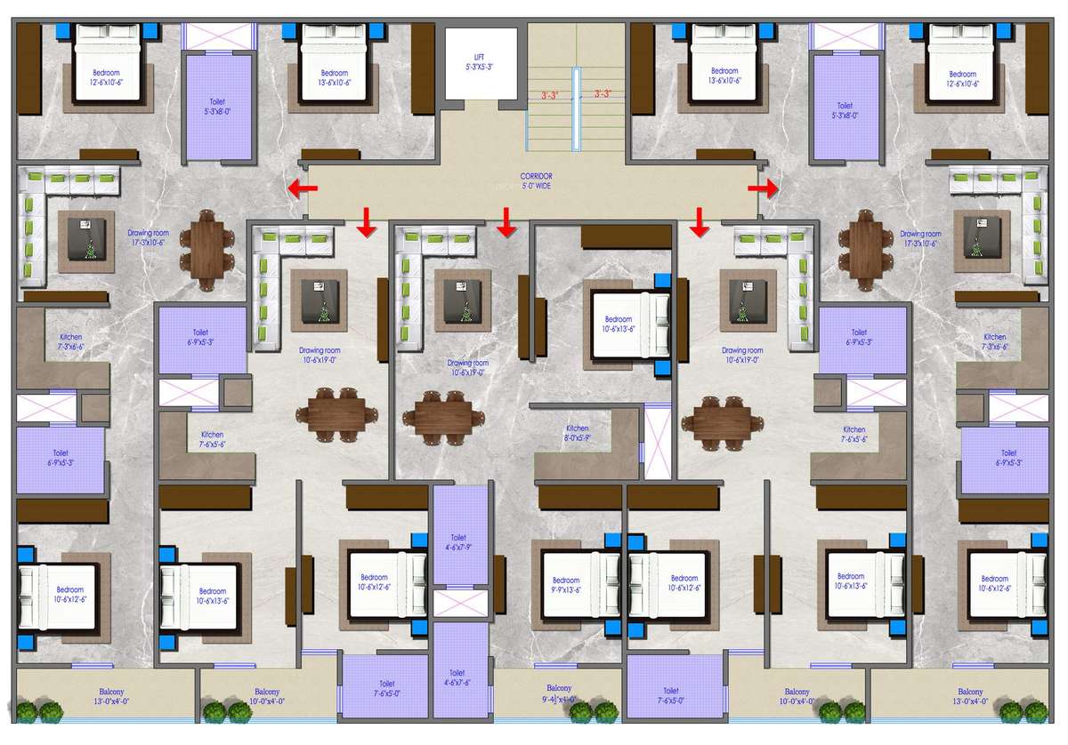rise-inn-2 Rise Inn 2 Cluster Plan from 1st to 4th Floor