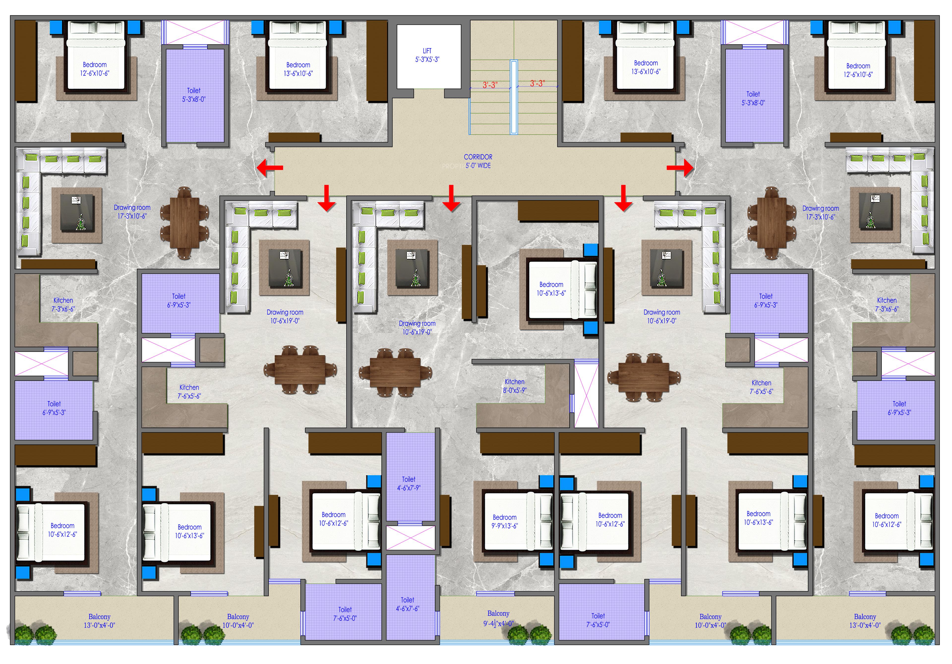 rise-inn-2 Rise Inn 2 Cluster Plan from 1st to 4th Floor
