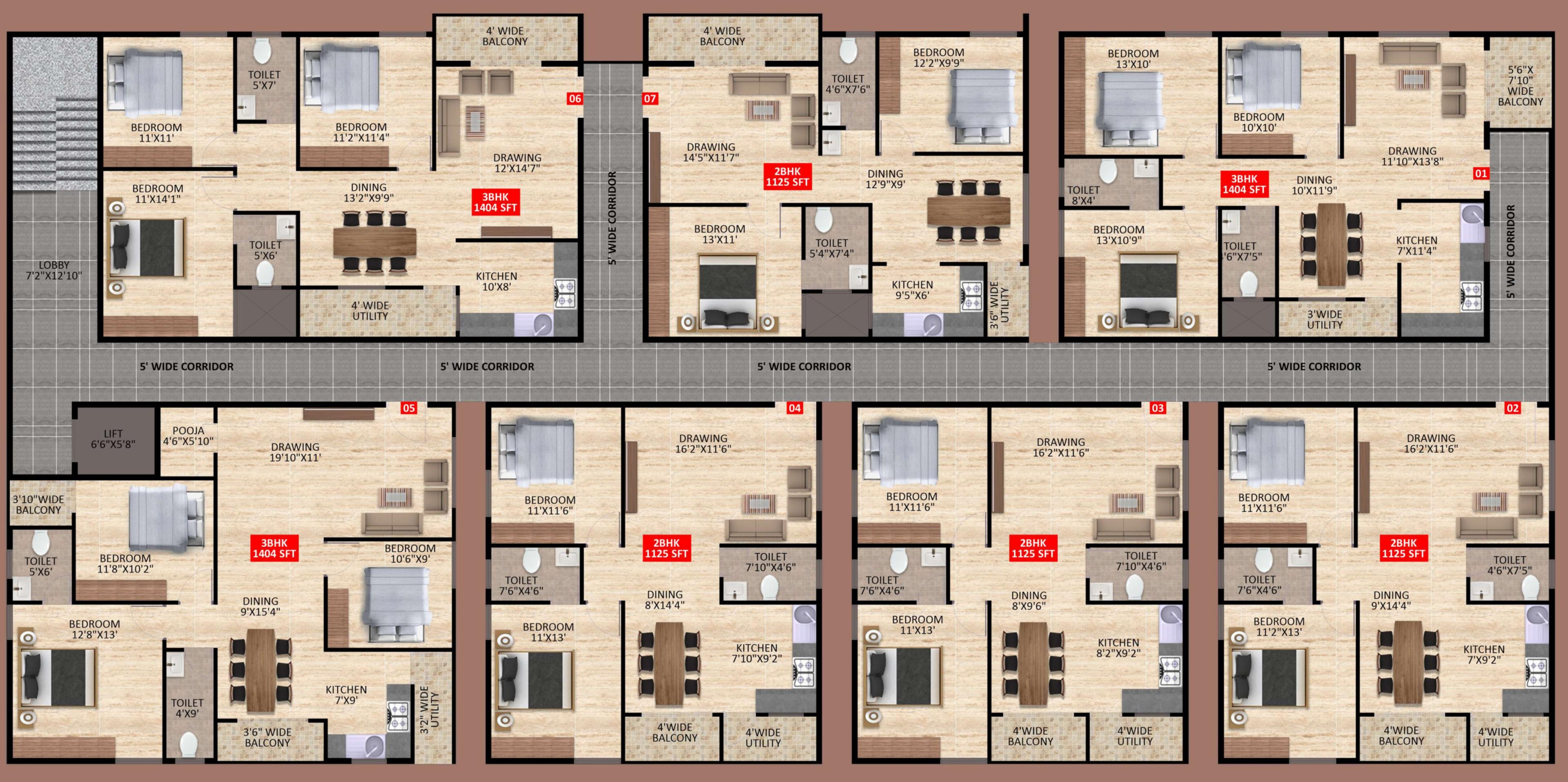 heights Heights Cluster Plan from 1st to 3rd Floor