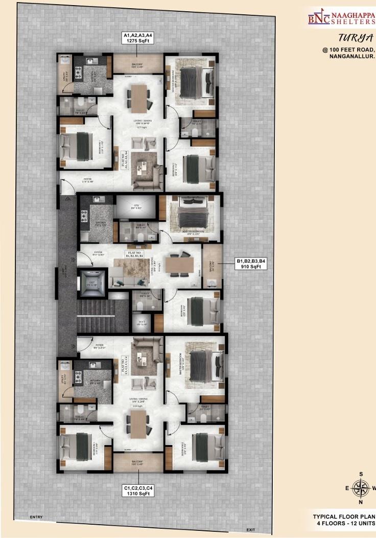 turya Turya Cluster Plan from 1st to 4th Floor