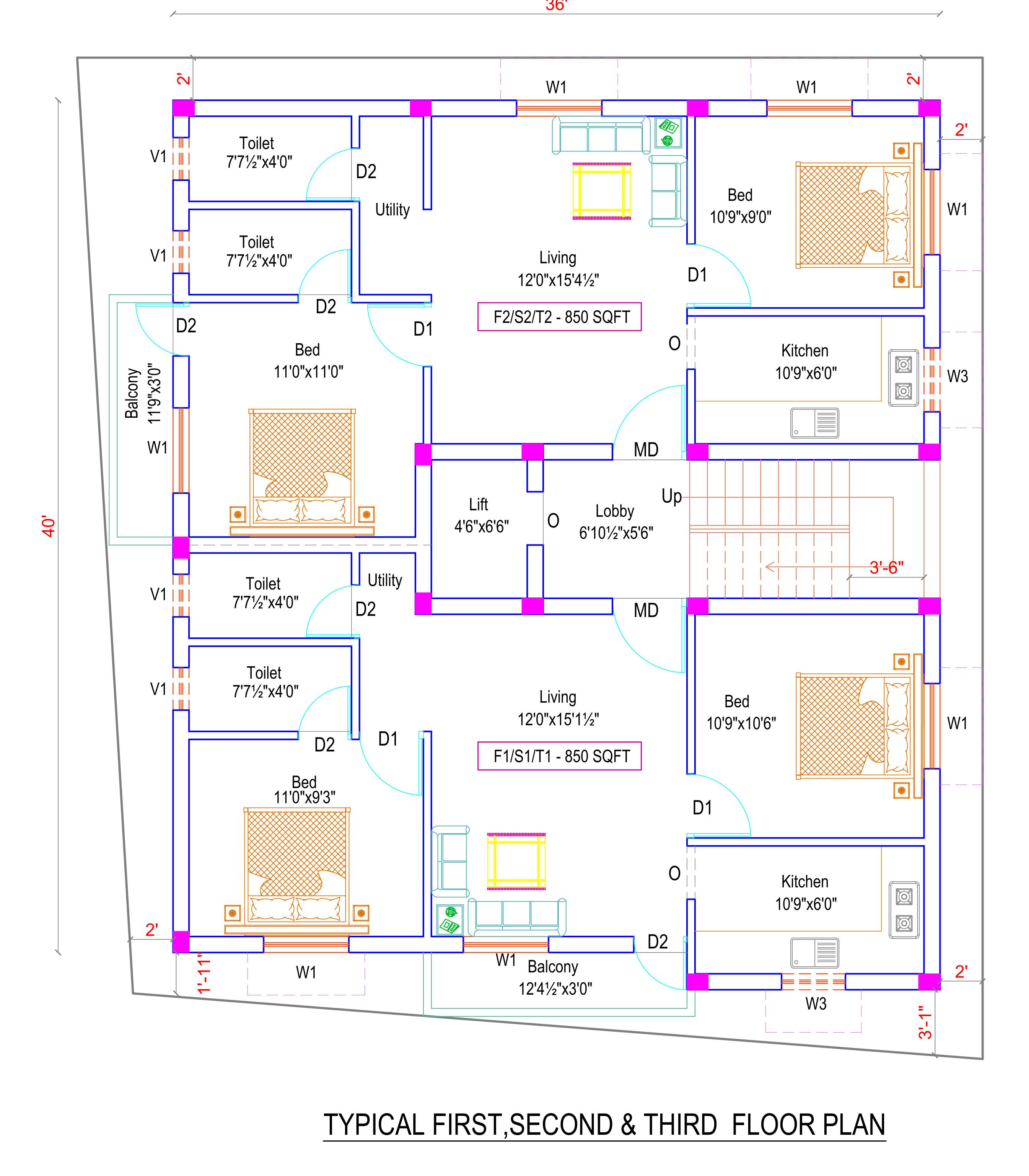 sai-avanthika Sai Avanthika Cluster Plan from 1st to 3rd Floor