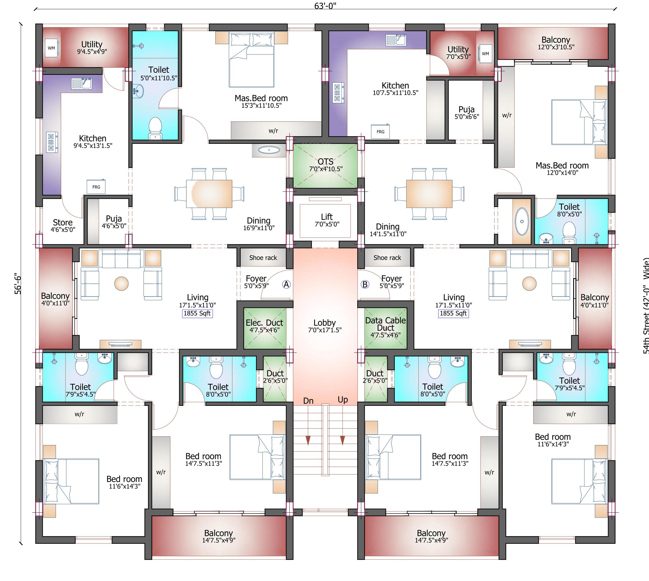 tulasi Tulsi Cluster Plan from 1st to 5th Floor