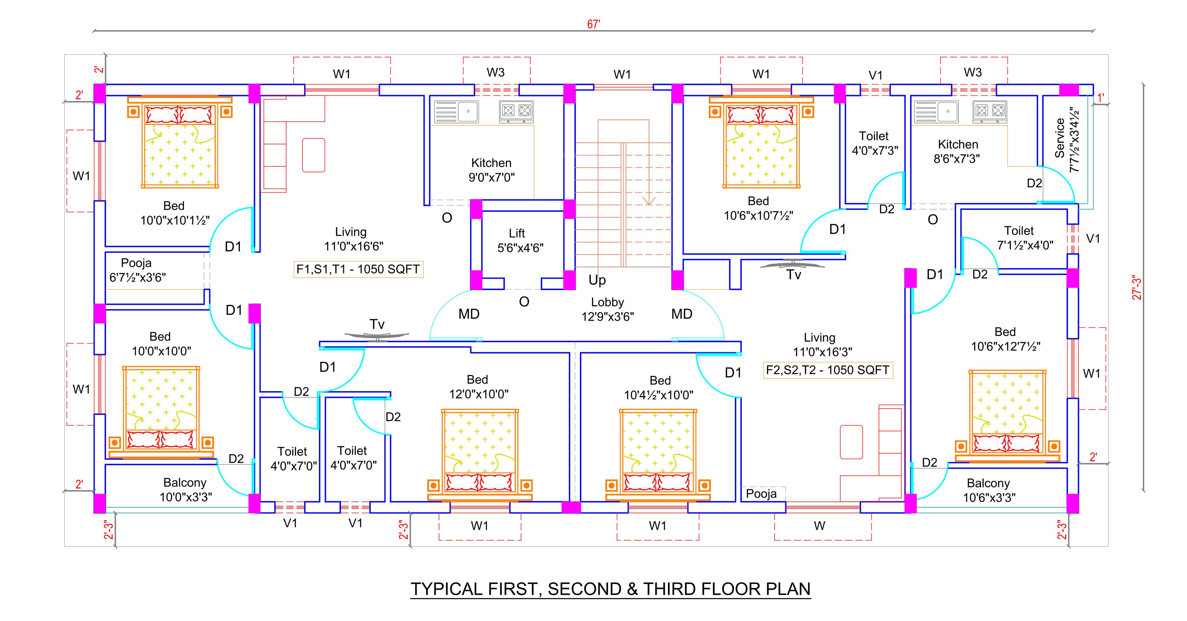 sai-ashwanthika Sai Ashwanthika Cluster Plan from 1st to 3rd Floor
