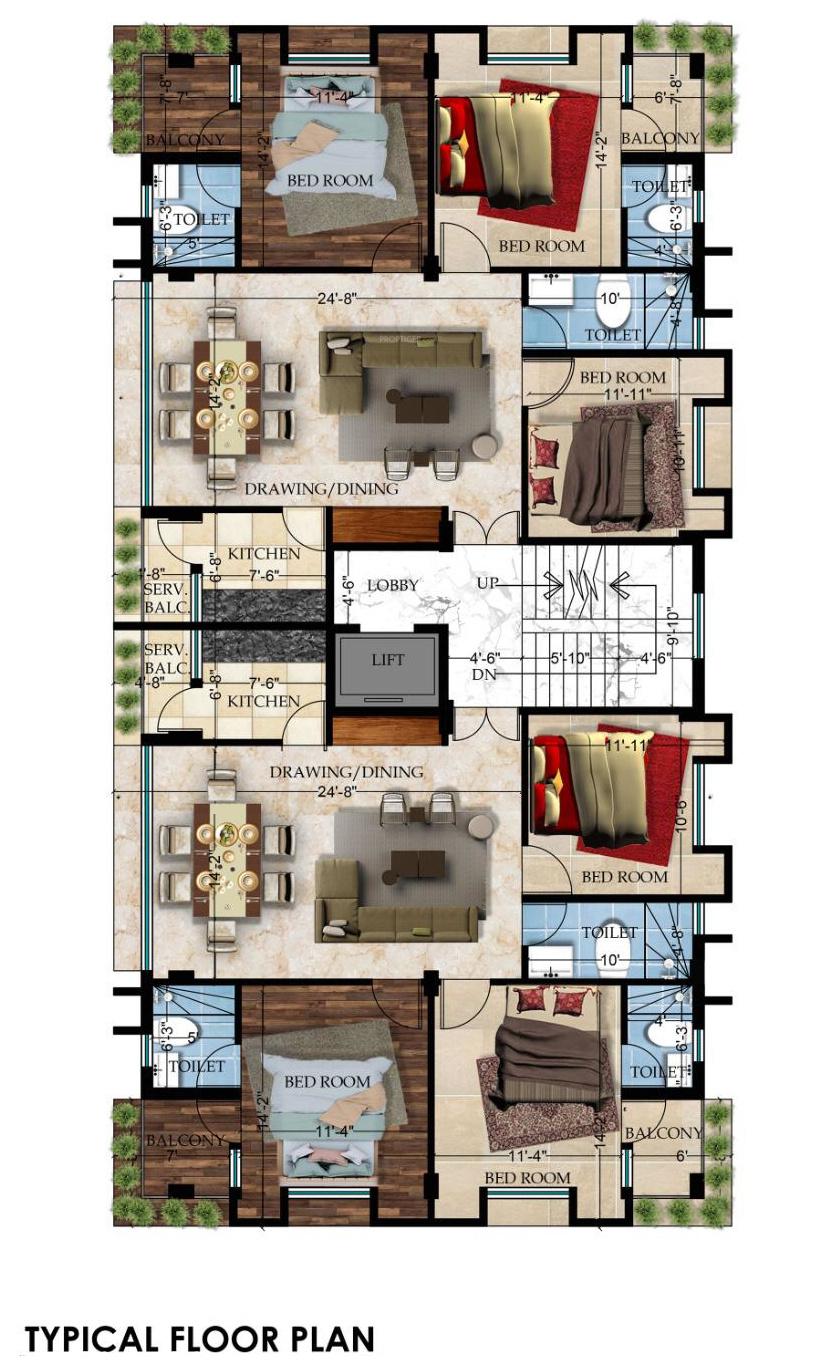 hiranmoyee Hiranmoyee Cluster Plan for Typical Floor