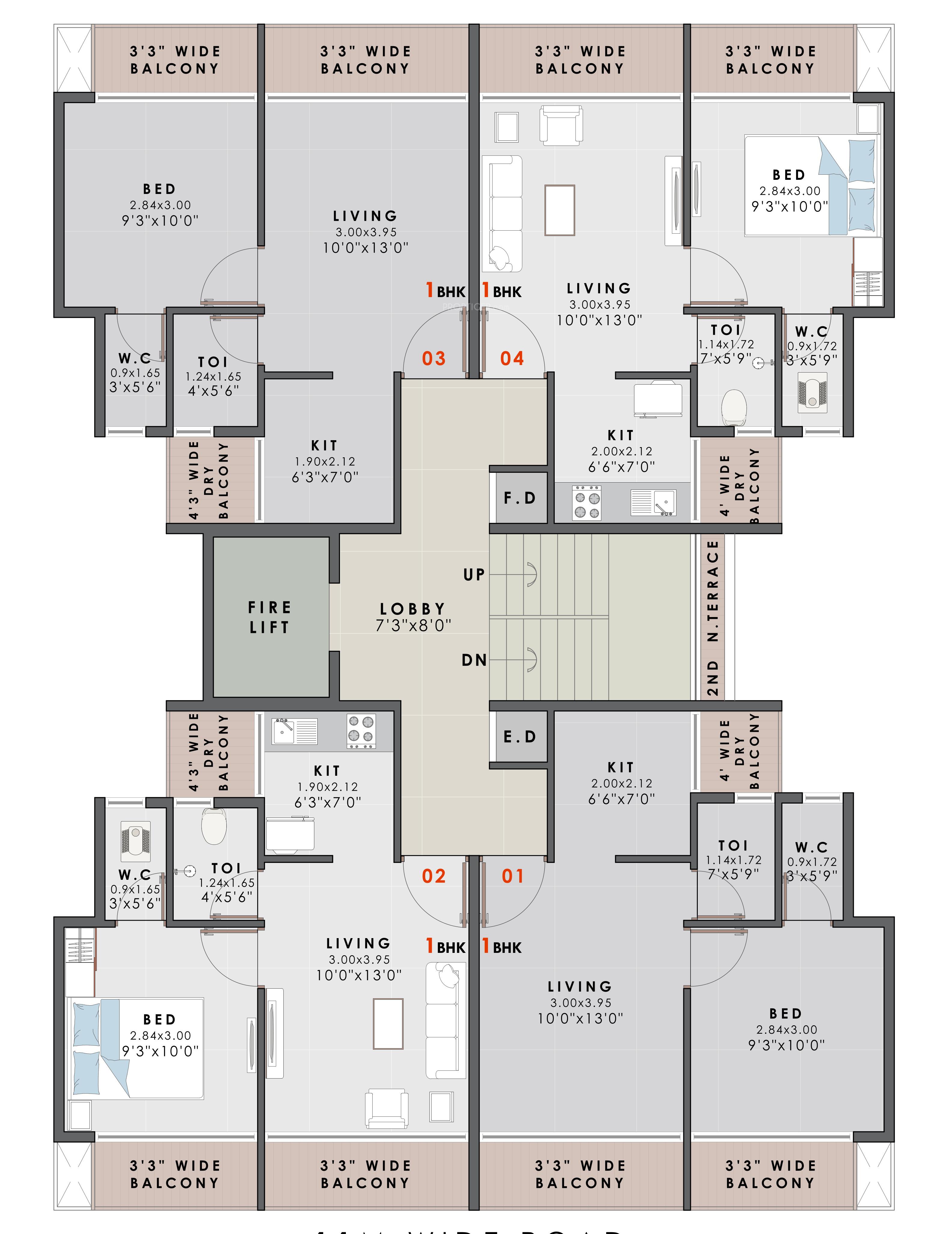 ambika-apartment Ambika Apartment Cluster Plan from 2nd to 7th Floor