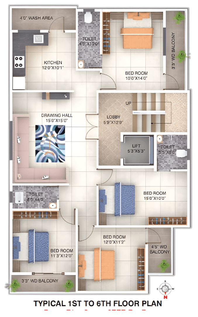 shivgauri Shivgauri Cluster Plan from 1st to 6th Floor