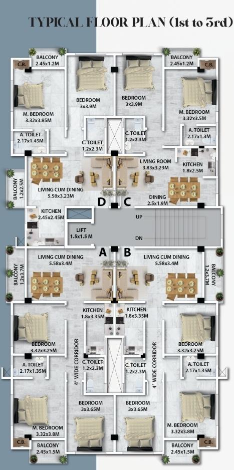 galaxy-niwas Galaxy Niwas Cluster Plan from 1st to 3rd Floor