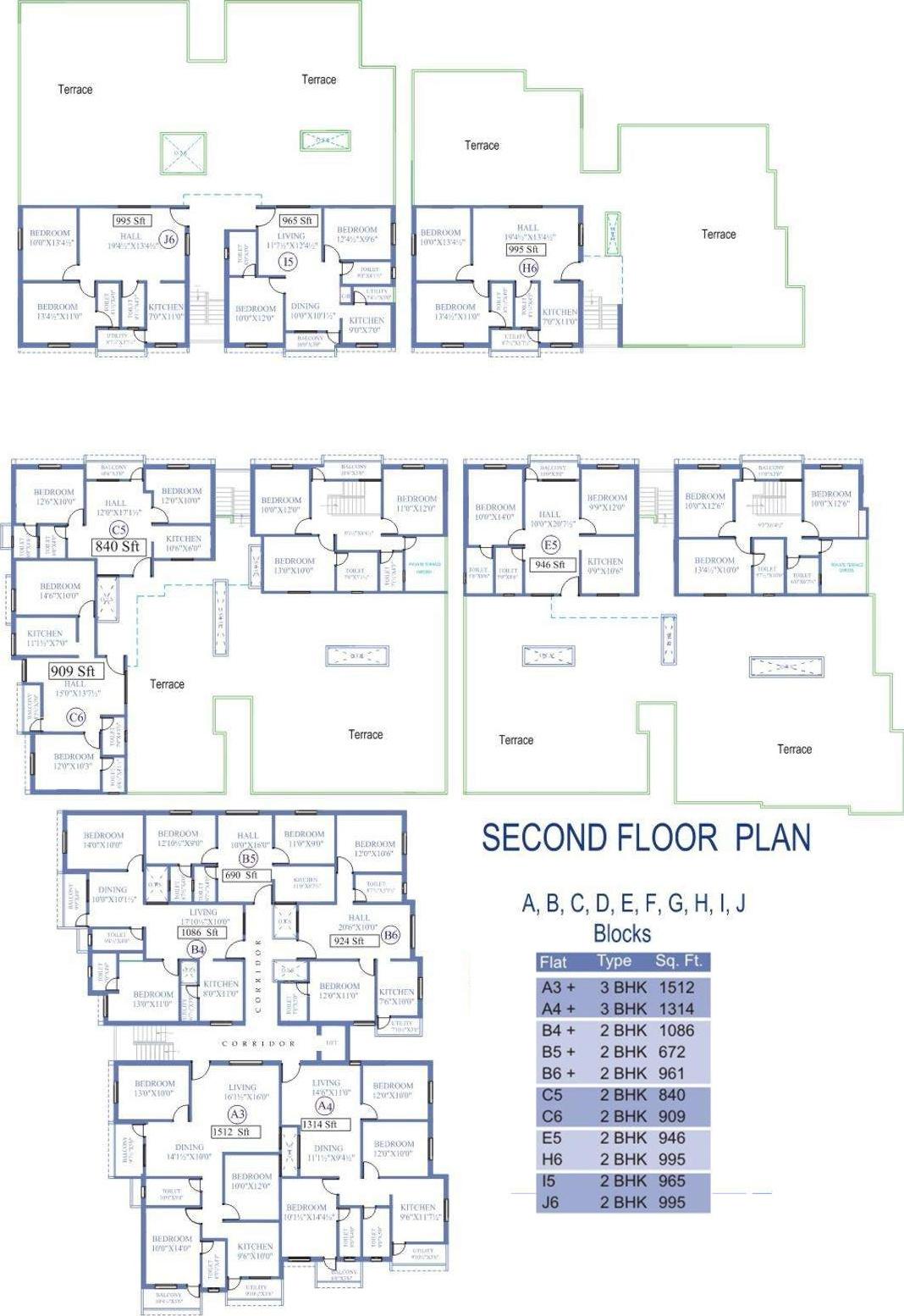 park-wood Tower A to J Cluster Plan for 2nd Floor