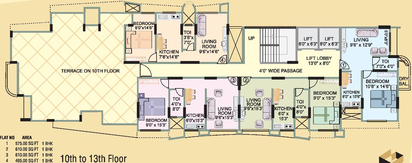 garodia-group mannat-towers Mannat Towers Cluster Plan from 10th to 13th Floor