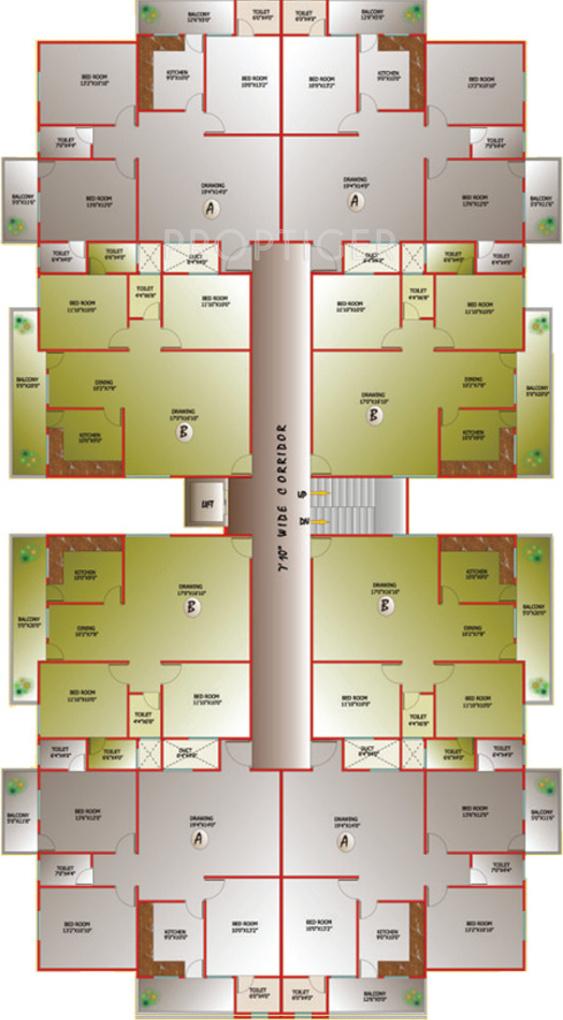 mahaveer-apartment Mahaveer Apartment Cluster Plan from 1st to 4th Floor