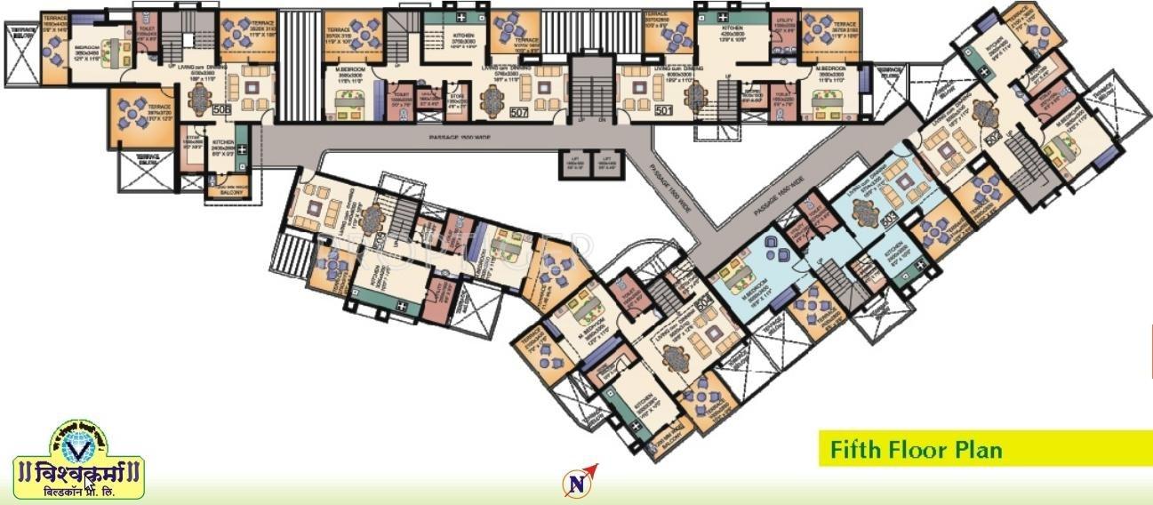 Vishwakarma Builders Ranjana Residency Phase 2 5th Floor Lower Cluster Plan