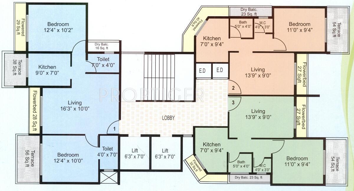 Dev Enterprises Amrut Height View Typical Floor Cluster Plan