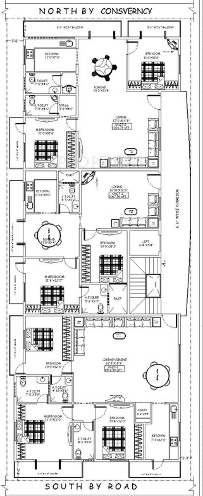 V2 Holdings Rathna Villas Typical-Floor-Cluster-Plan