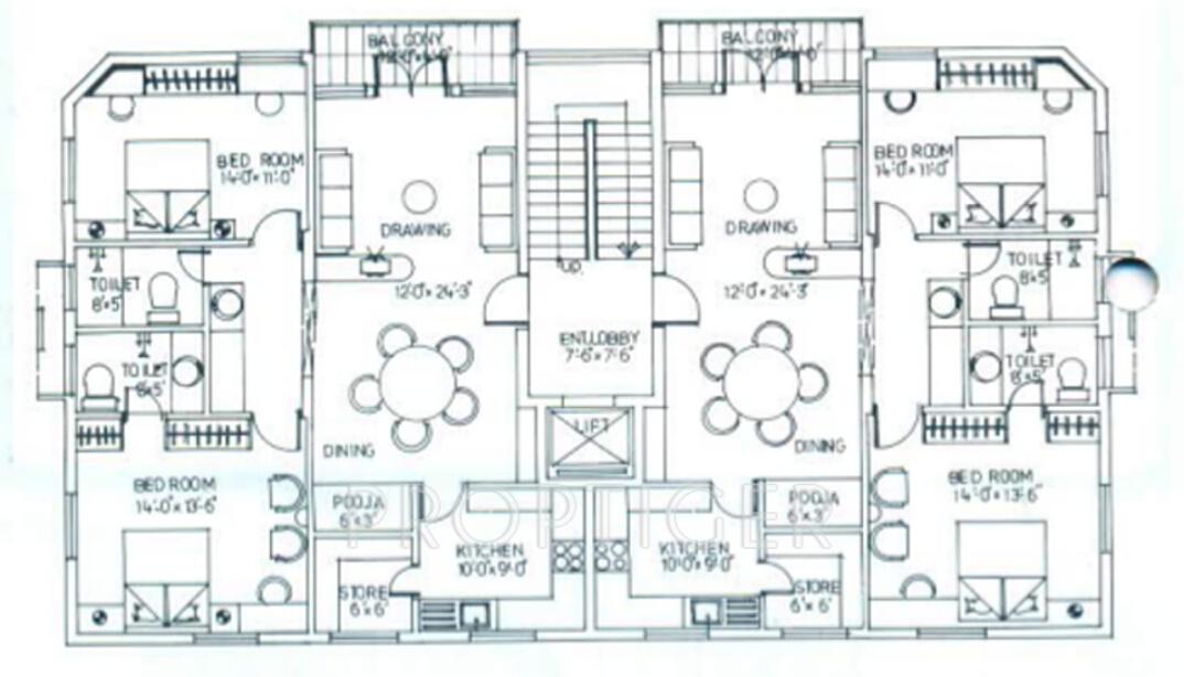 nanu-estates lakshmi-enclave Block A Cluster Plan from 1st to 3rd Floor