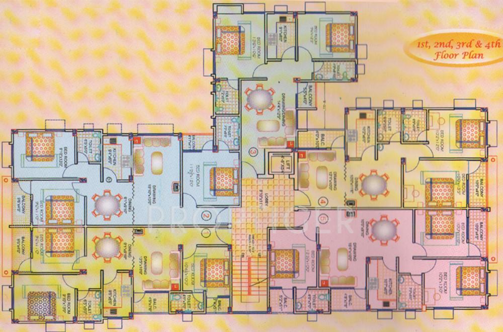 niagaree-builders kashana-kothi Cluster Plan from 1st to 4th Floor