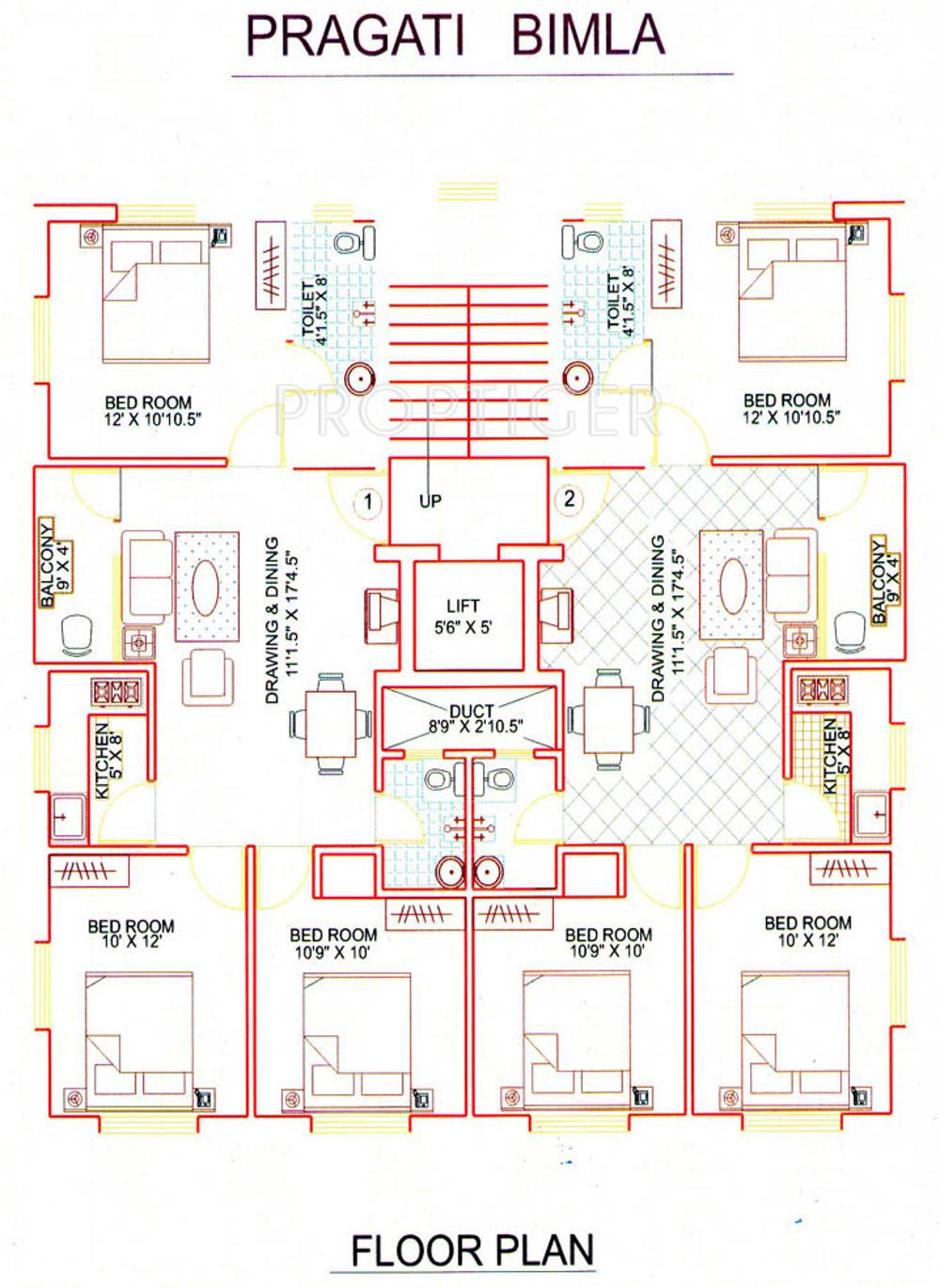pragati-developers bimla Cluster Plan from 1st to 4th Floor