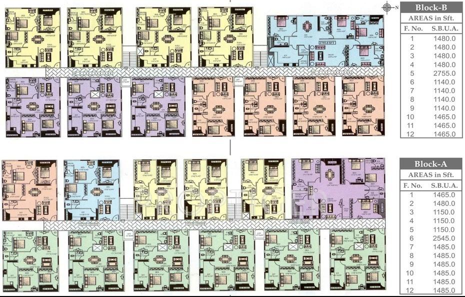 gruha-deepika-builders deepikas-palace Block A & B Cluster Plan from 1st to 5th Floor