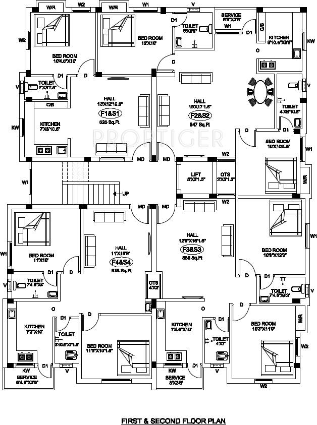 ganesh-builders sri-sudharsan Sri Sudharsan Cluster Plan from 1st to 2nd Floor