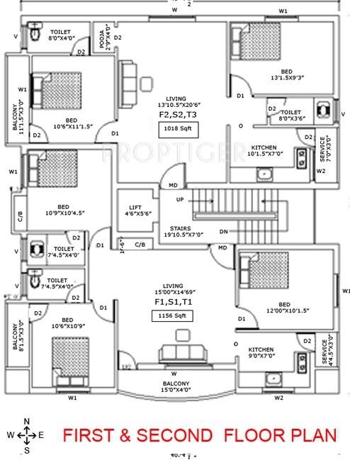 egb-builders west-mambalam West Mambalam Cluster Plan for 1st & 2nd Floor
