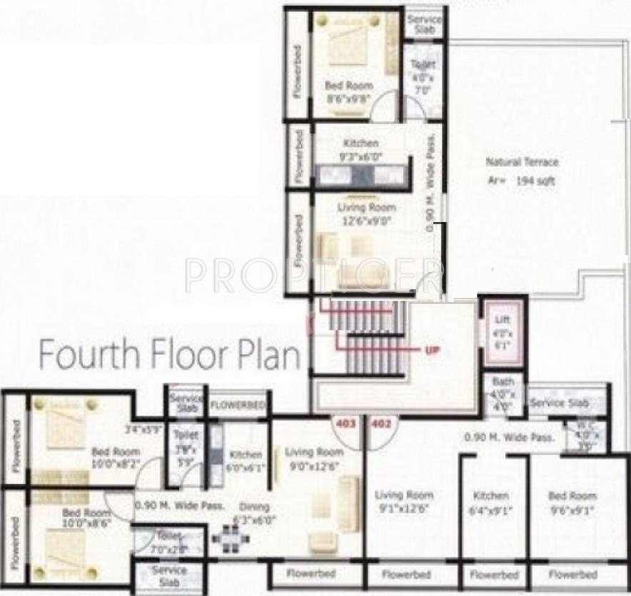 skyline-builders-and-developers gold Gold Cluster Plan for 4th Floor
