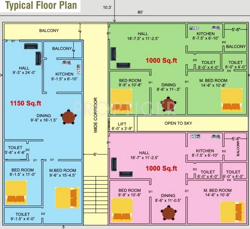 lucid-constructions maruti-homes Maruti Homes Cluster Plan from 1st to 5th Floor