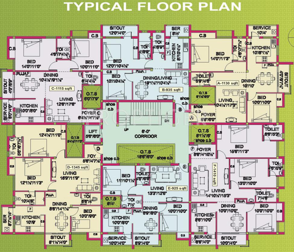 vignesh-flats-housing-promoters apsaraa Apsaraa Cluster Plan from 1st to 4th Floor