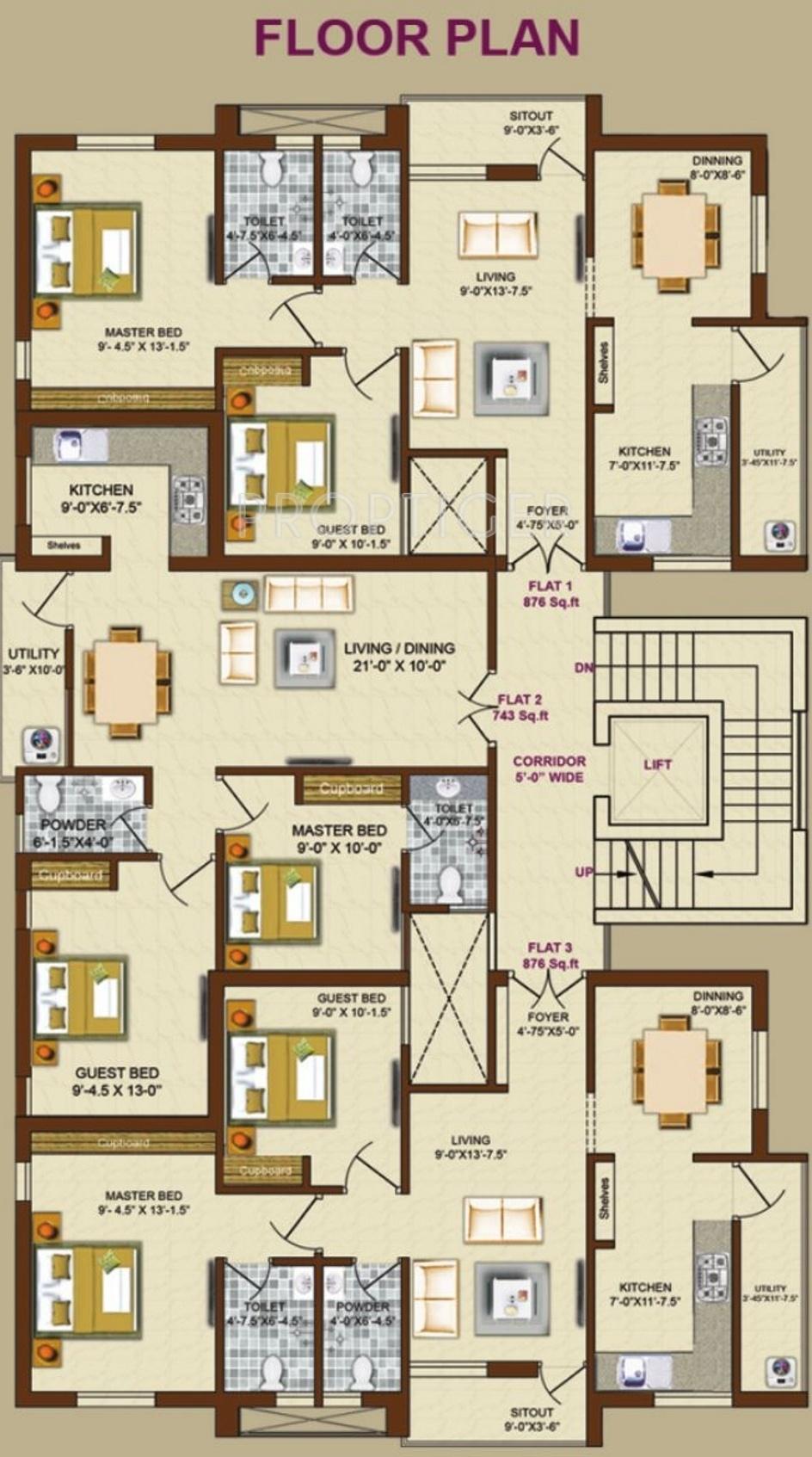 afraz-realty shelter Shelter Cluster Plan from 1st to 4th Floor
