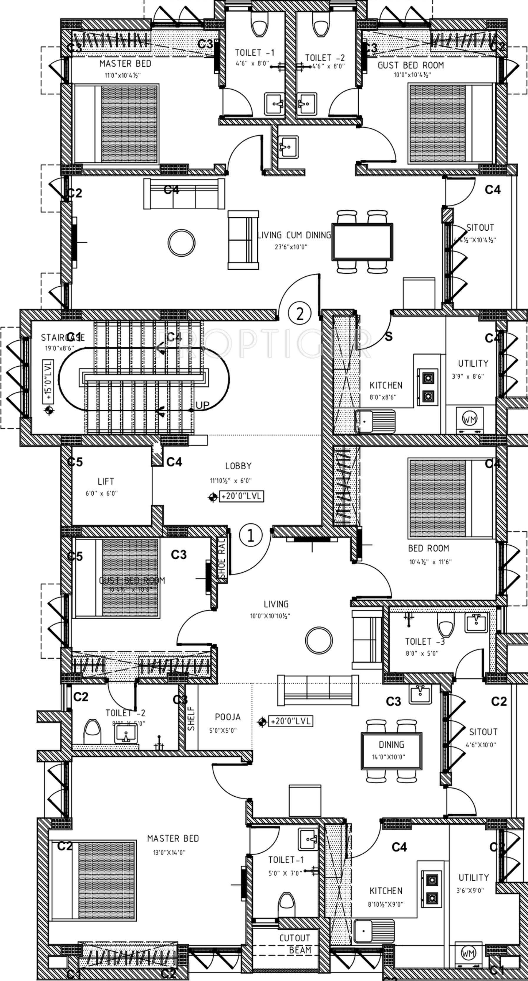 ganesh-builder rishaba-residency Cluster Plan for 1st Floor