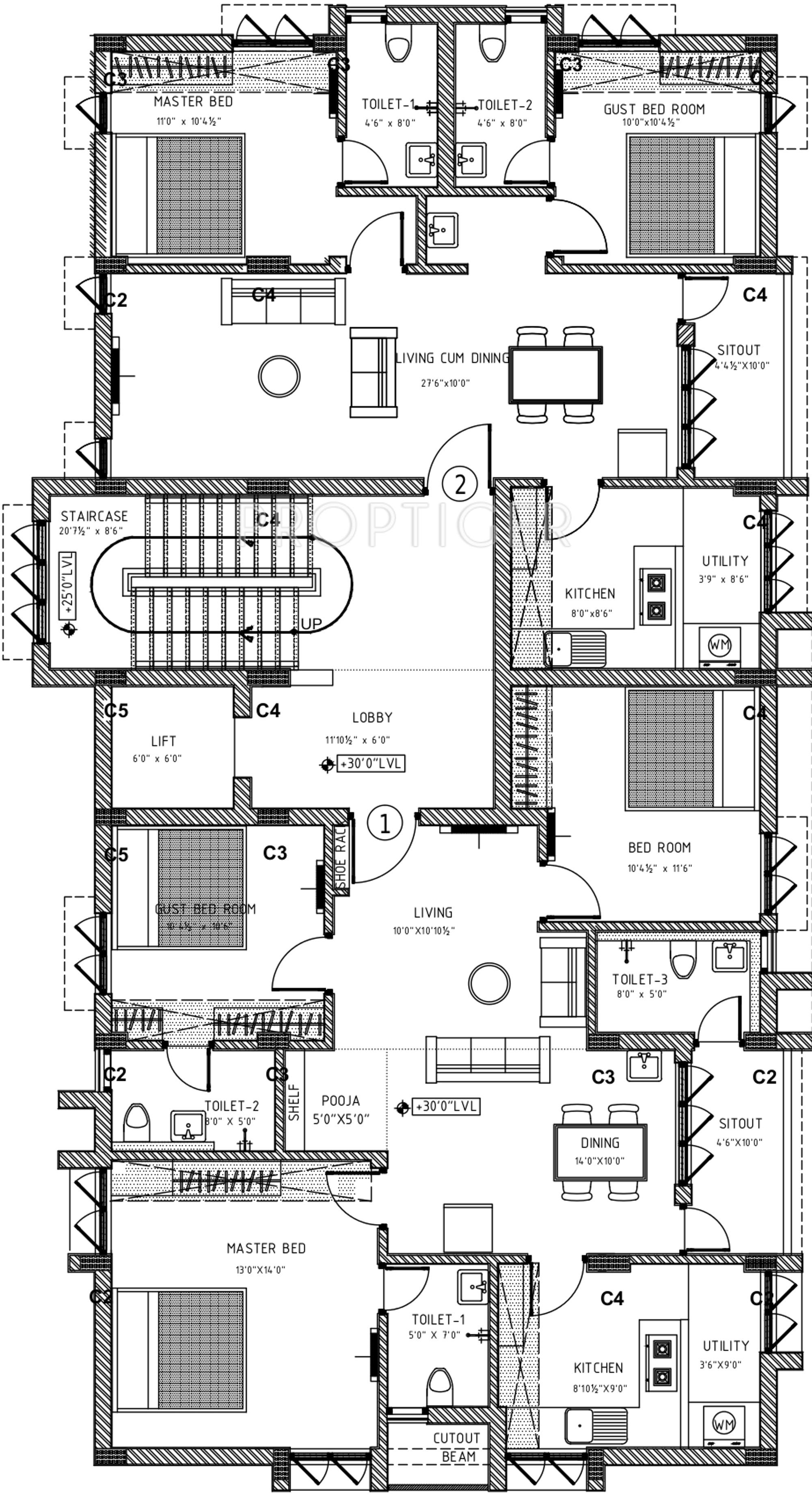 ganesh-builder rishaba-residency Cluster Plan for 2nd Floor