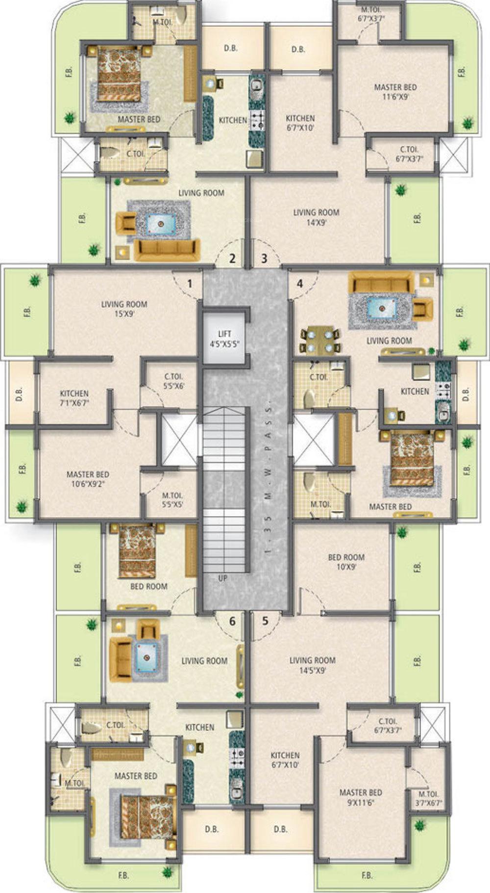 jet-infraventure-ltd sai-residency Sai Residency Cluster Plan from 1st to 3rd Floor